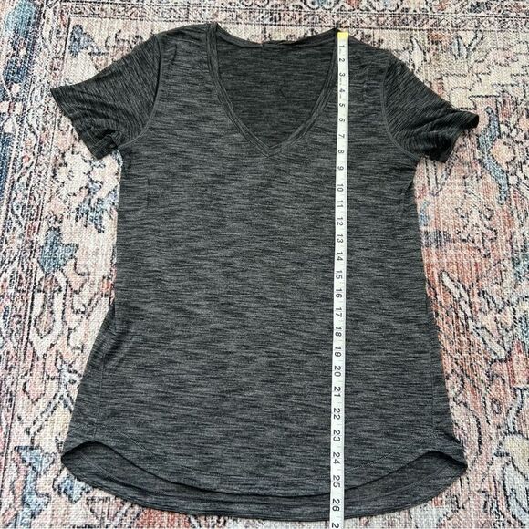 Lululemon What the Sport Short Sleeve V-Neck Tee Heathered Black & Grey Small - Picture 11 of 13
